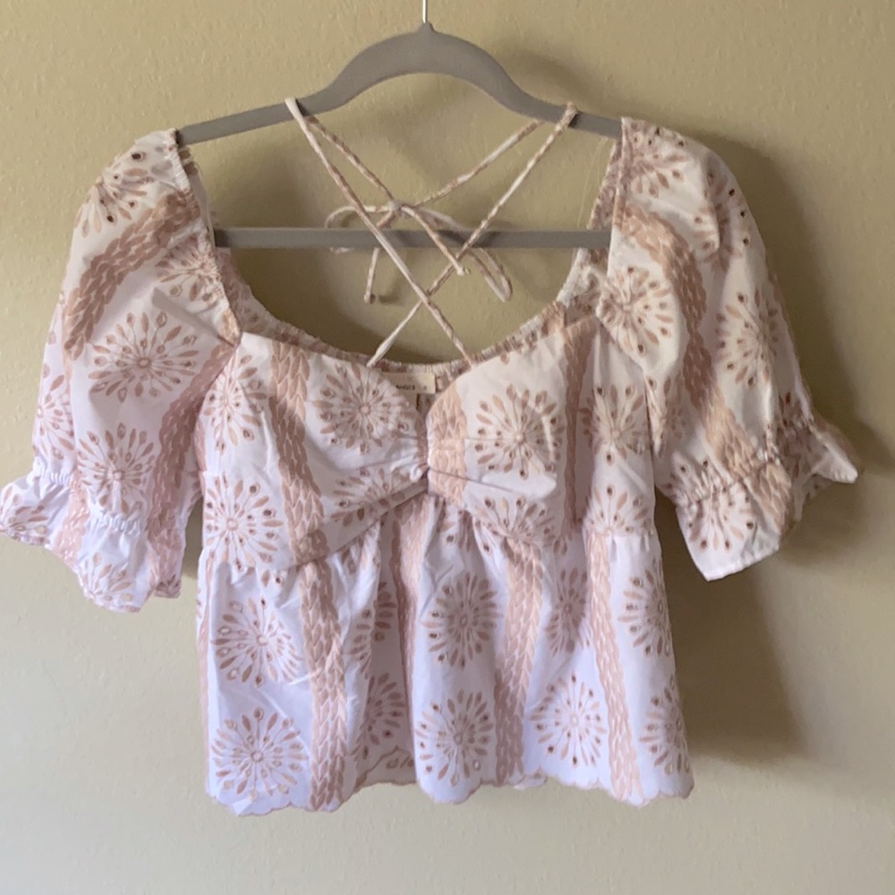 Urban Romantics Embroidered Puff Sleeve Blouse